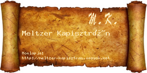 Meltzer Kapisztrán névjegykártya